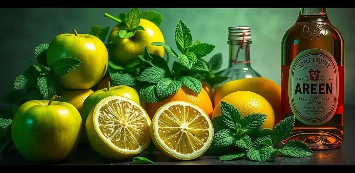 Ingredientes do Drink Verde com Licor de Maçã e Limão Siciliano