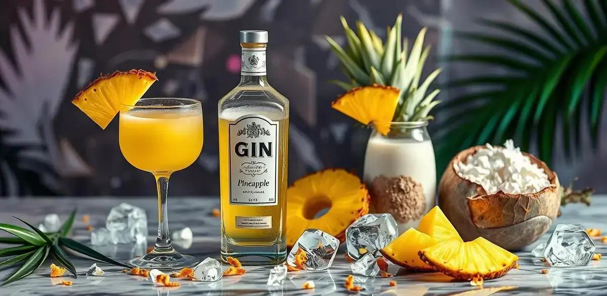 Ingredientes para o Gin com Suco de Abacaxi e Coco Queimado