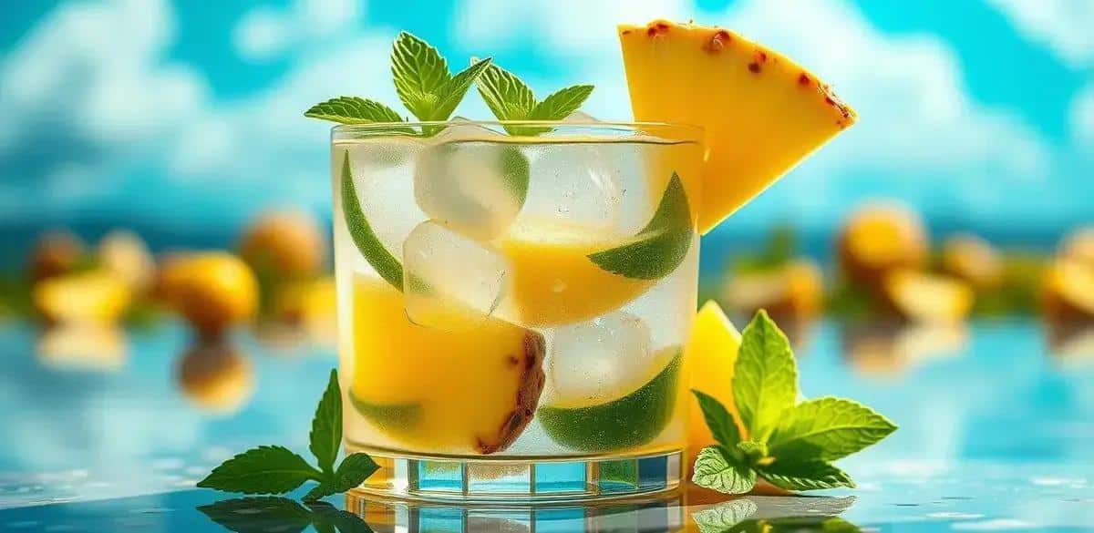 mojito de abacaxi e hortela com agua tonica refrescancia tropical