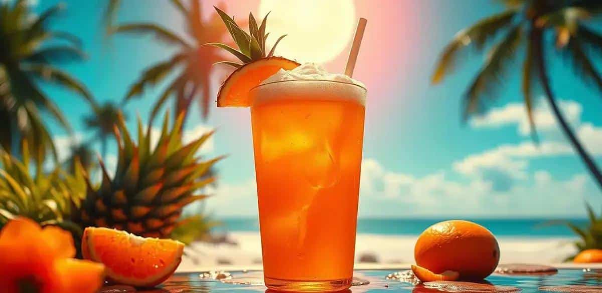 refrigerante de laranja com espuma de abacaxi a bebida refrescante do verao