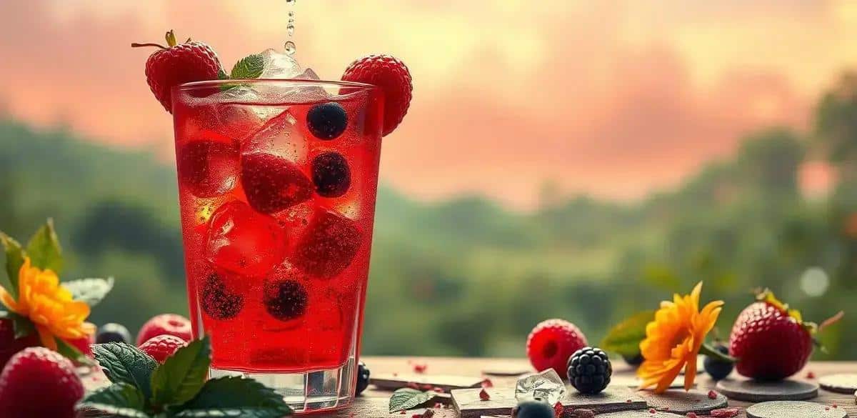 refrigerante de frutas vermelhas com soda refresque se com esta delicia