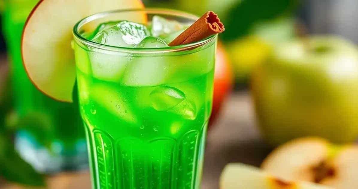 saque com refrigerante de maca verde e canela uma bebida refrescante para o verao