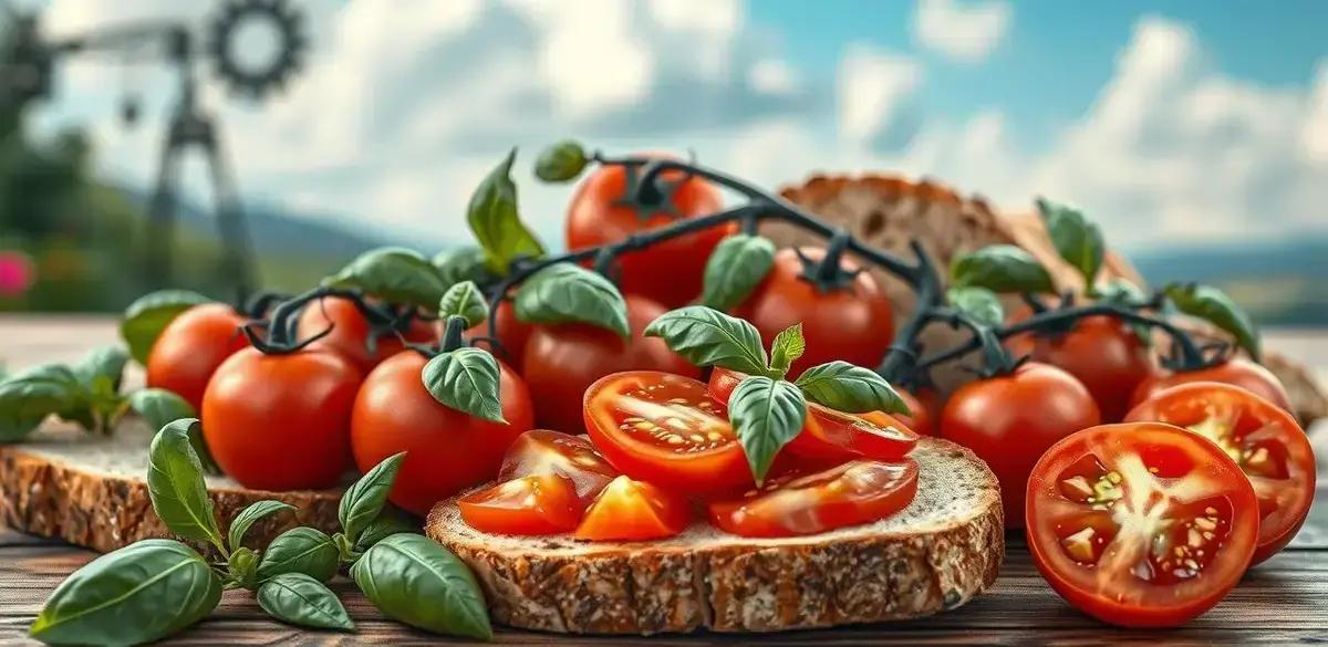 Ingredientes da Bruschetta de Tomate com Manjericão