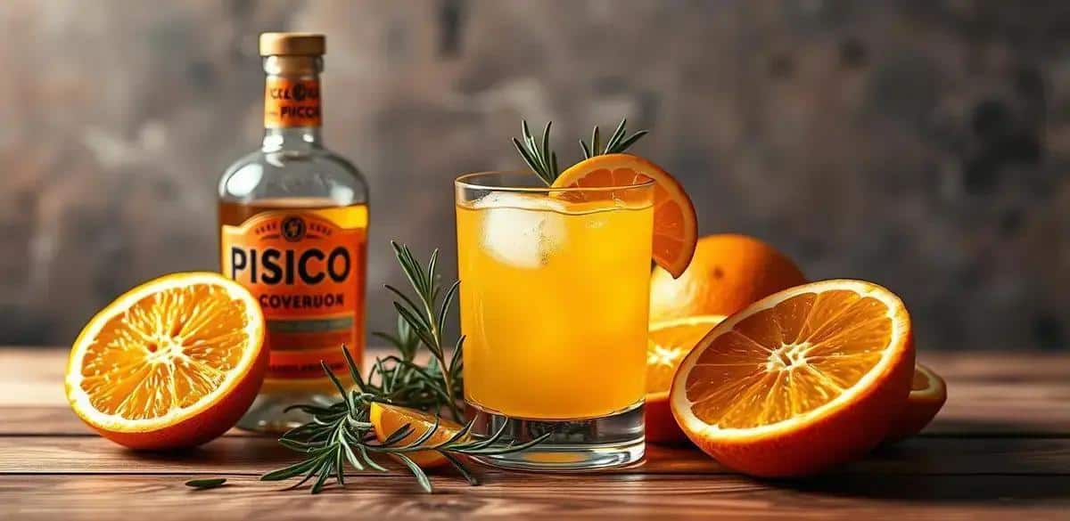 Ingredientes para Pisco com Suco de Laranja e Alecrim