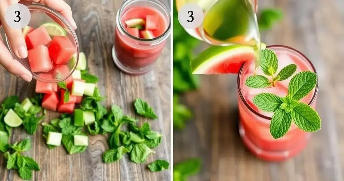 Método de Preparo da Caipiroska de Melancia com Hortelã