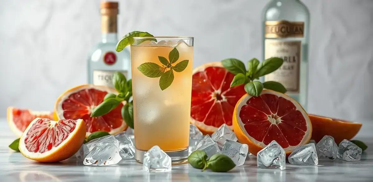 Ingredientes da Paloma de Grapefruit com Manjericão