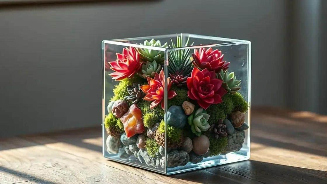 O que é um cubo de cristal com suculentas?