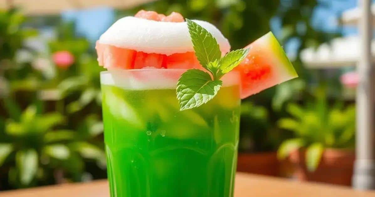drink verde com espuma de melancia e gengibre a bebida refrescante do verao