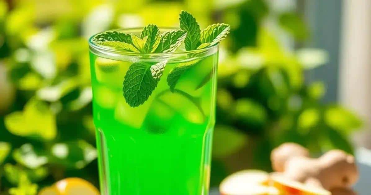 drink verde com suco de maca verde e gengibre refrescante e saudavel