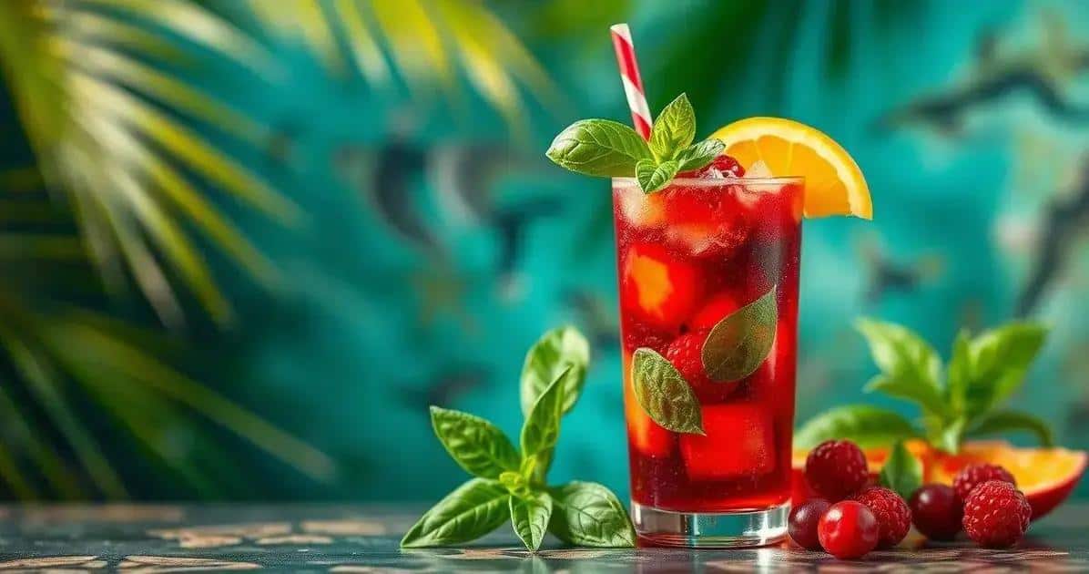 energetico tropical com frutas vermelhas e manjericao refresque se com sabor
