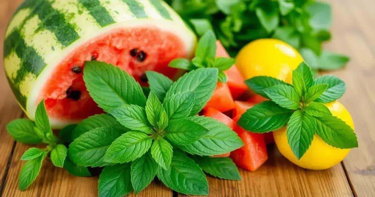 Ingredientes do ICE tropical com melancia e hortelã