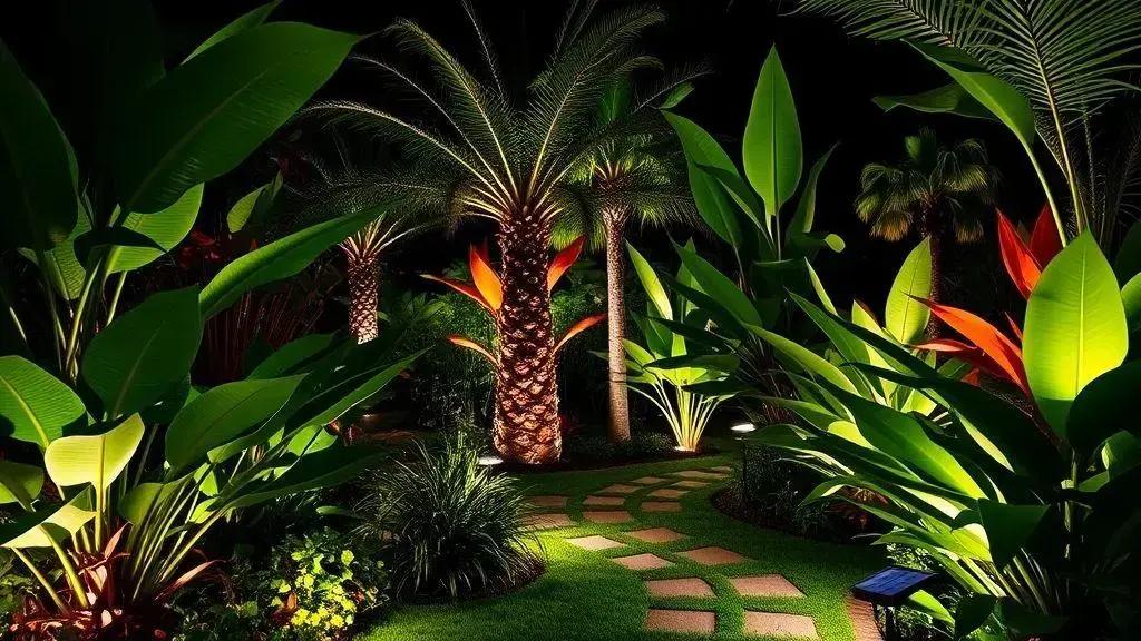 Iluminação que valoriza plantas tropicais